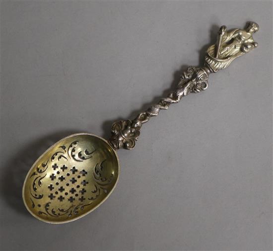 A Victorian silver ornamental sifter spoon by Charles & George Fox, London, 1853, 18.2cm.